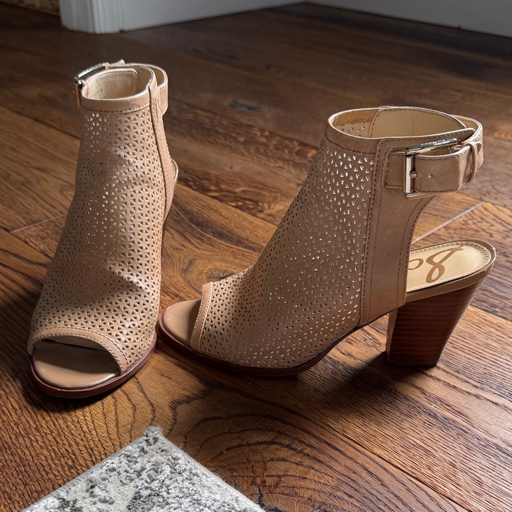 Sam Edelman Henri Perforated Leather Open Toed Ankle Booties